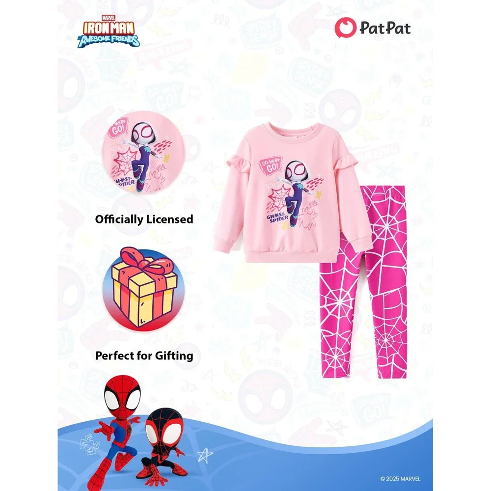 Disney Girls' Pink Marvel Spider-Gwen Costume Ghost Spider Clothes Ruffle 3T